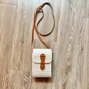 Boho White Rattan Crossbody Mini Phone Purse